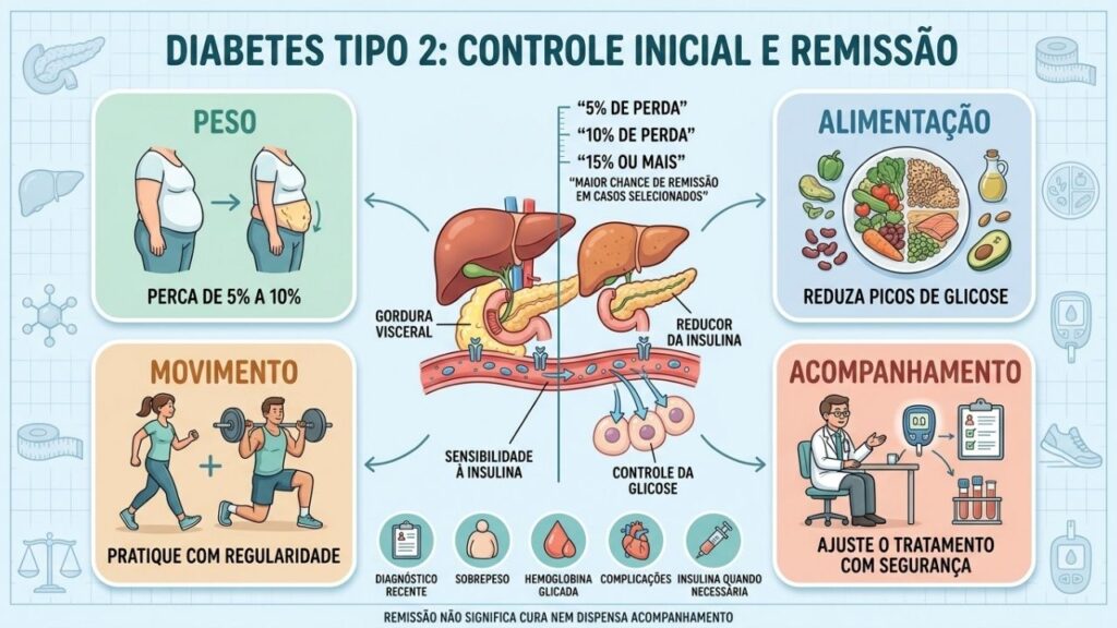 Peso, alimentação, movimento e acompanhamento orientam o controle inicial do diabetes.