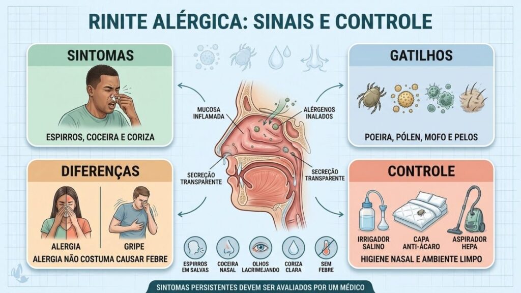 Sintomas, gatilhos, diferenças e cuidados ajudam a reconhecer a rinite alérgica.