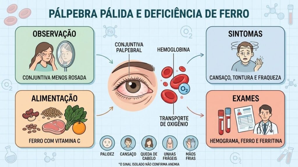Observação, sintomas, alimentação e exames orientam a investigação da falta de ferro.