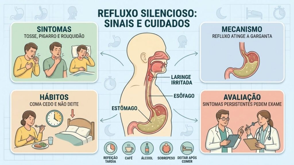 Sintomas, mecanismo, hábitos e avaliação ajudam a reconhecer o refluxo silencioso.