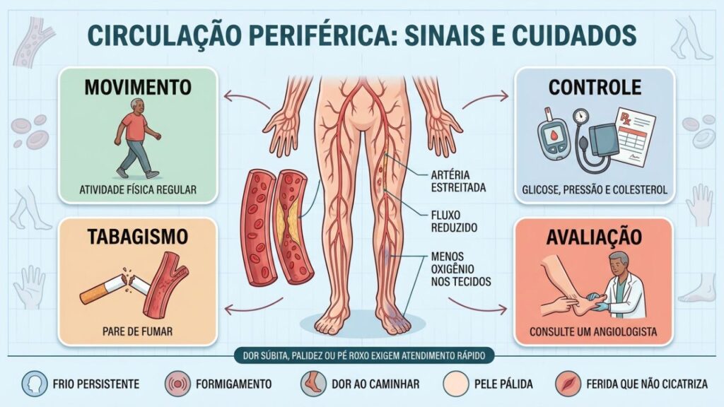 Movimento, controle metabólico, abandono do cigarro e avaliação protegem a circulação