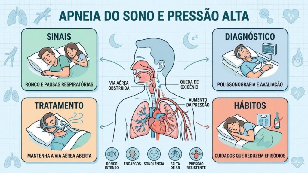 Sinais, diagnóstico, tratamento e hábitos conectam apneia e hipertensão resistente.