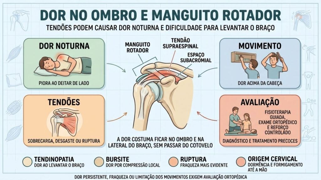 Dor noturna, movimento, tendões e avaliação ajudam a reconhecer lesões do manguito.