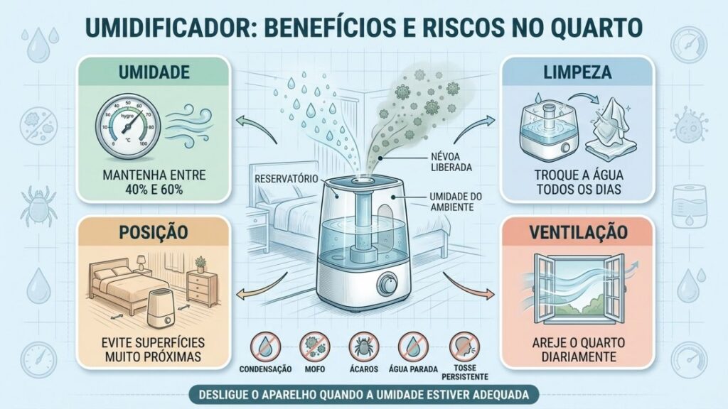 Umidade, limpeza, posicionamento e ventilação reduzem riscos durante o uso.