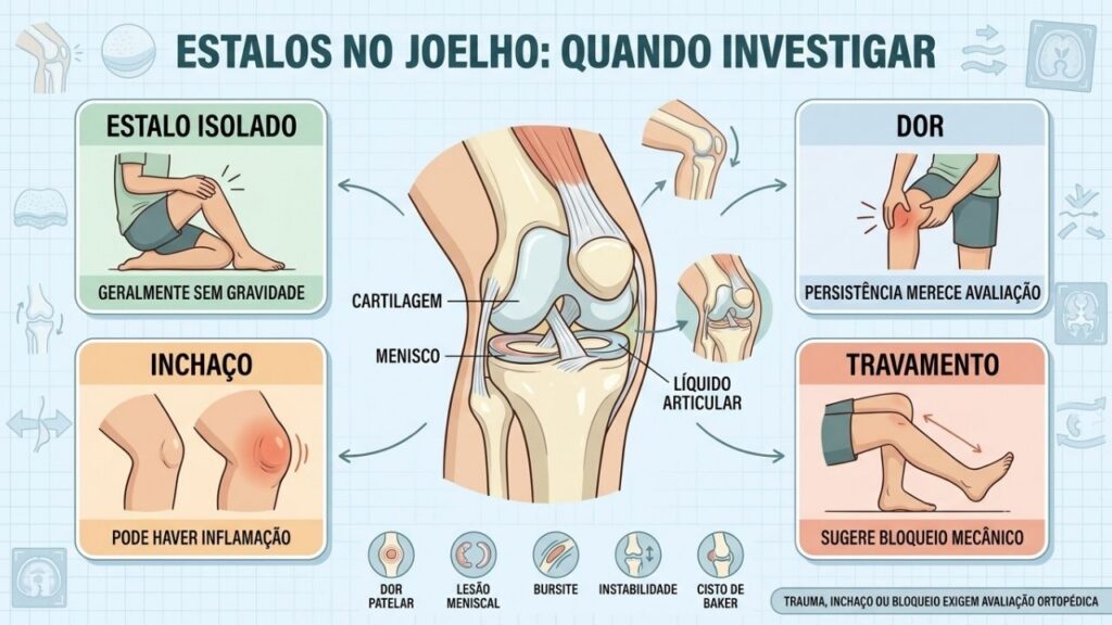 Dor, inchaço e travamento diferenciam estalos comuns de problemas articulares.