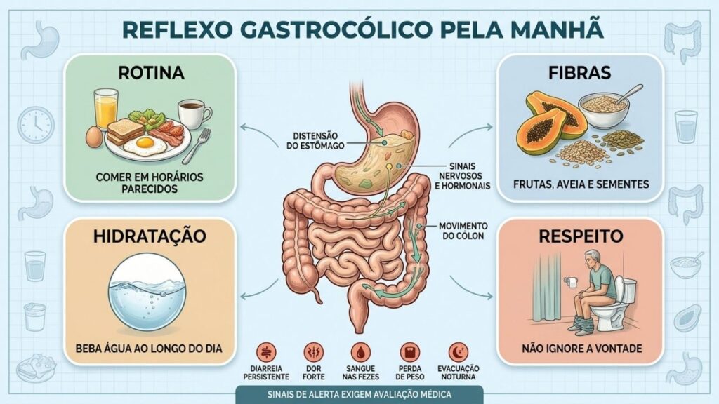 Rotina, fibras, hidratação e respeito à vontade favorecem o ritmo intestinal.