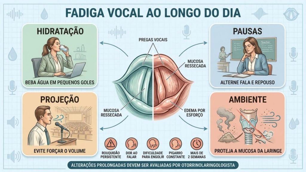 Hidratação, pausas, projeção e ambiente adequado ajudam a preservar a voz.