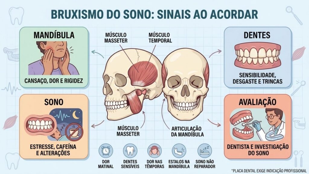 Mandíbula, dentes, sono e avaliação ajudam a reconhecer o bruxismo noturno.