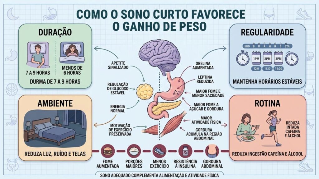 Duração, regularidade, ambiente e rotina ajudam a proteger sono e metabolismo.