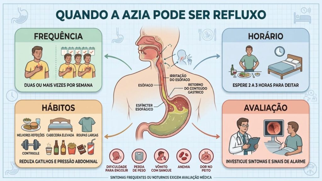 Frequência, horário, hábitos e sinais de alarme orientam a investigação do refluxo.