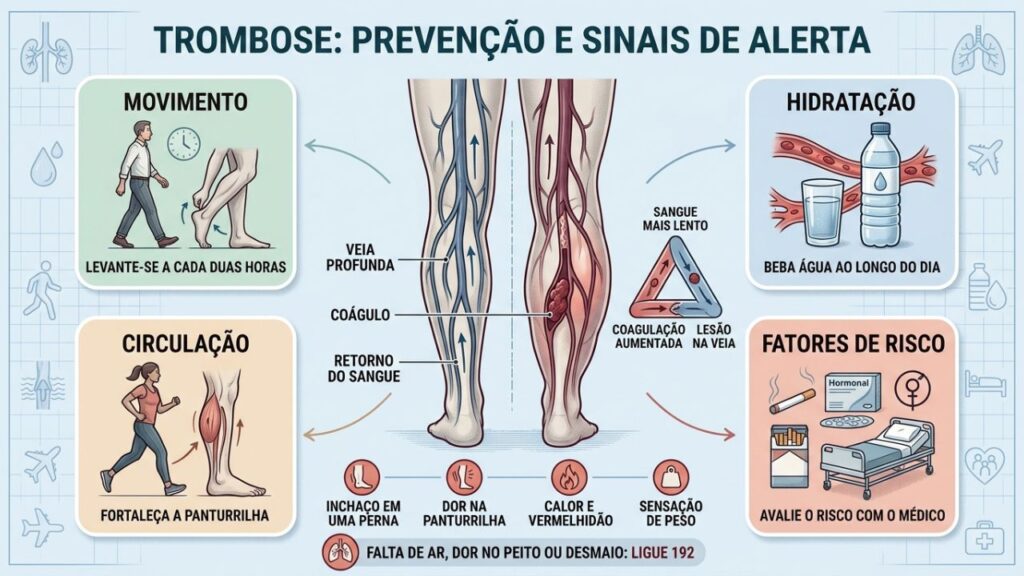Movimento, hidratação e controle de riscos ajudam a prevenir coágulos perigosos.