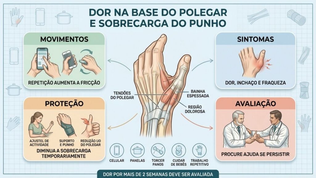 Movimentos repetitivos, sintomas, proteção e avaliação orientam o cuidado com o punho.