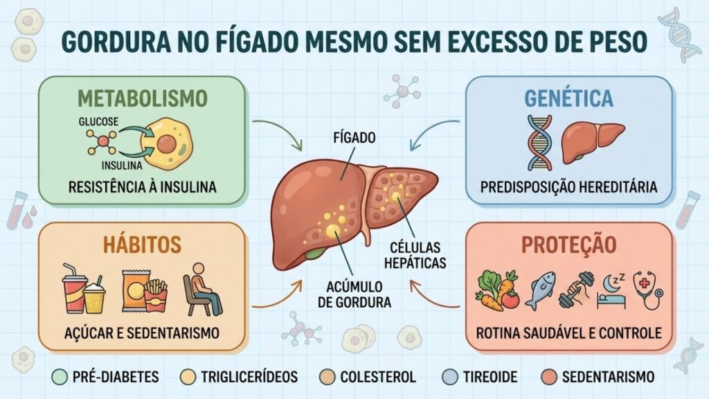 Metabolismo, genética, hábitos e prevenção explicam a esteatose em pessoas magras.