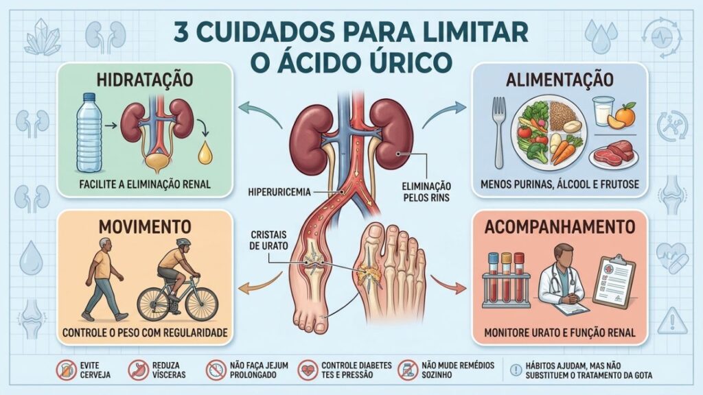 Hidratação, dieta, atividade física e acompanhamento limitam o acúmulo de urato.
