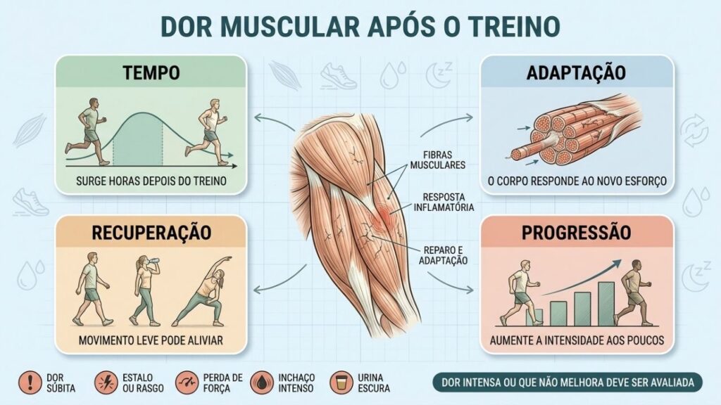 Tempo, adaptação, recuperação e progressão ajudam a entender a dor muscular tardia.