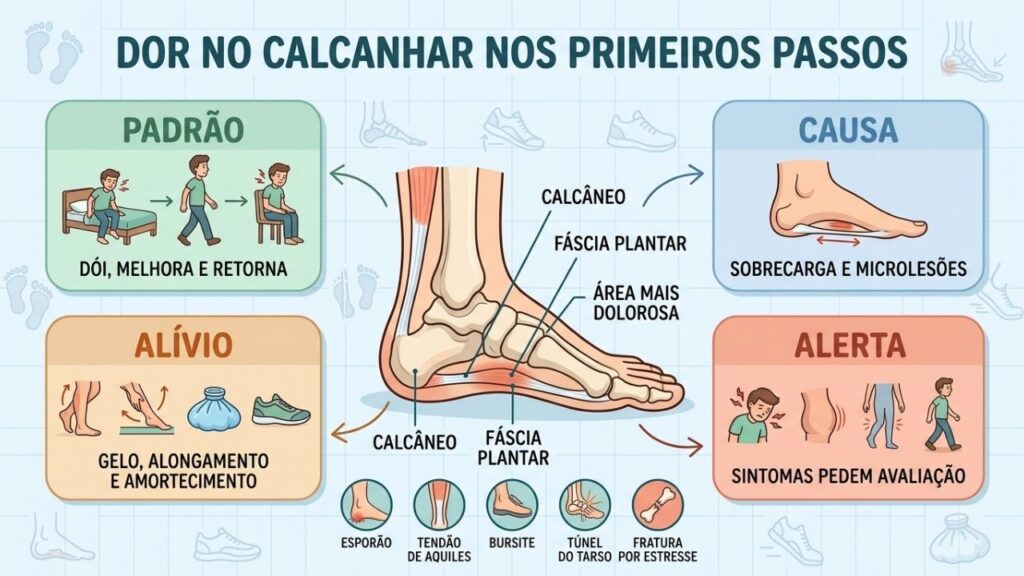 Padrão da dor, causas, medidas de alívio e sinais de alerta.