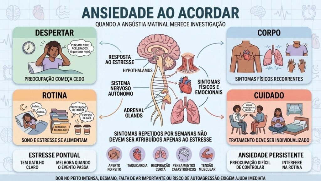 Despertar, corpo, rotina e cuidado ajudam a compreender a ansiedade matinal.