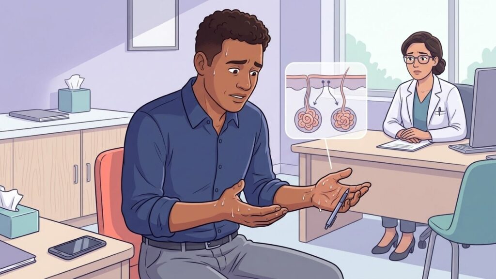 Hiperidrose palmar é uma condição médica agravada por situações de ansiedade.