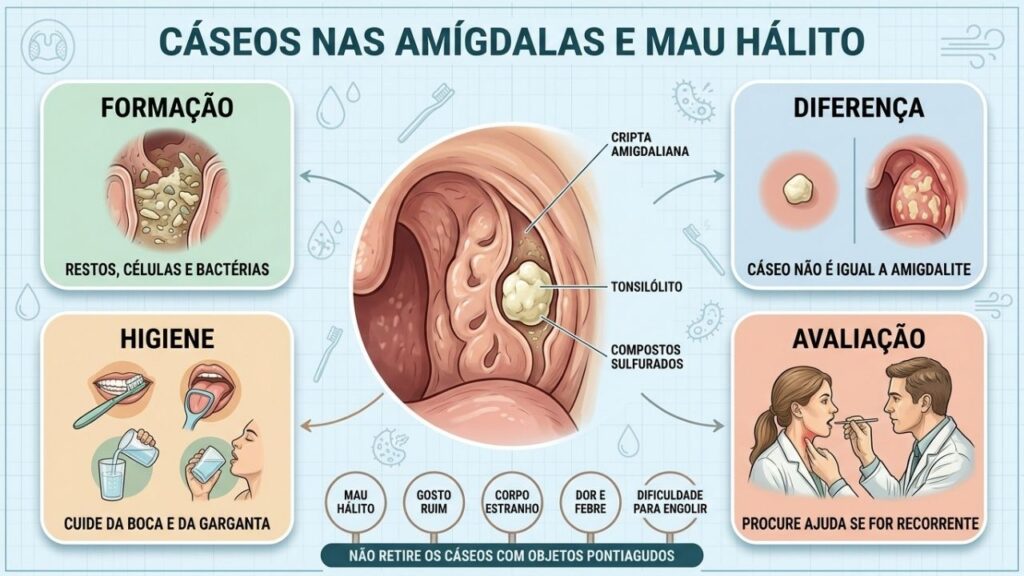 Formação, diferenças, higiene e avaliação ajudam a controlar os cáseos amigdalianos.
