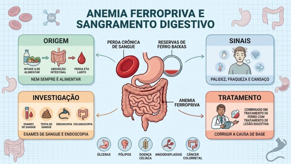 Origem, sinais, exames e tratamento esclarecem a anemia por perda digestiva.