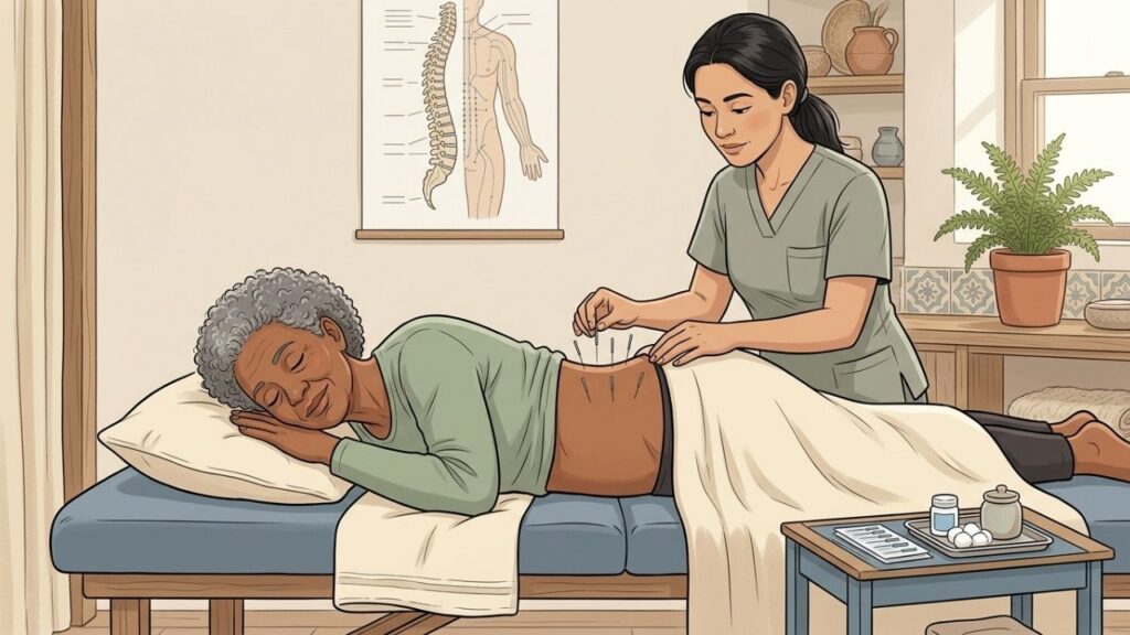 Melhora da mobilidade pode ocorrer quando a acupuntura integra o tratamento médico.