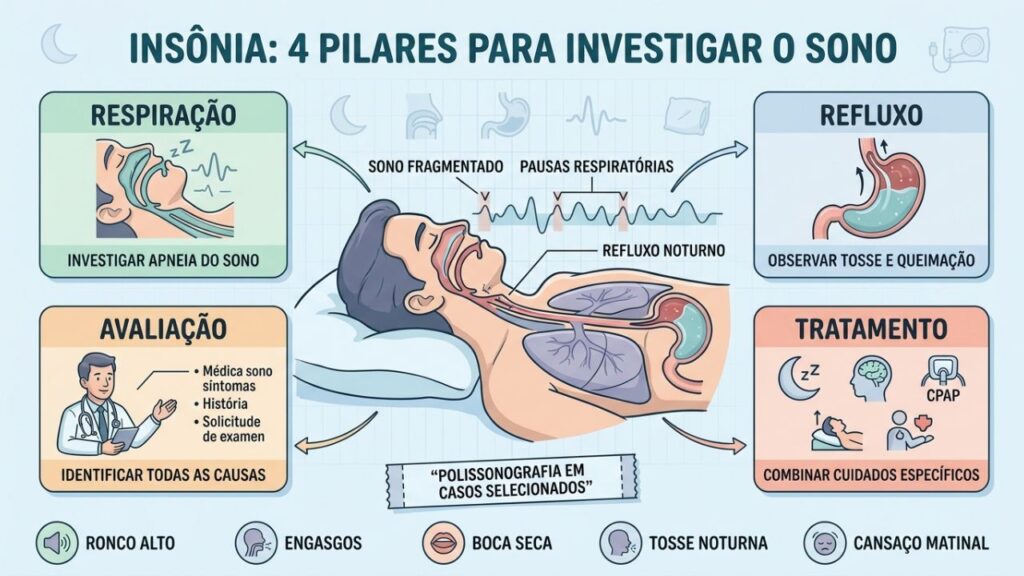 Respiração, refluxo, avaliação e tratamento esclarecem noites persistentemente mal dormidas.