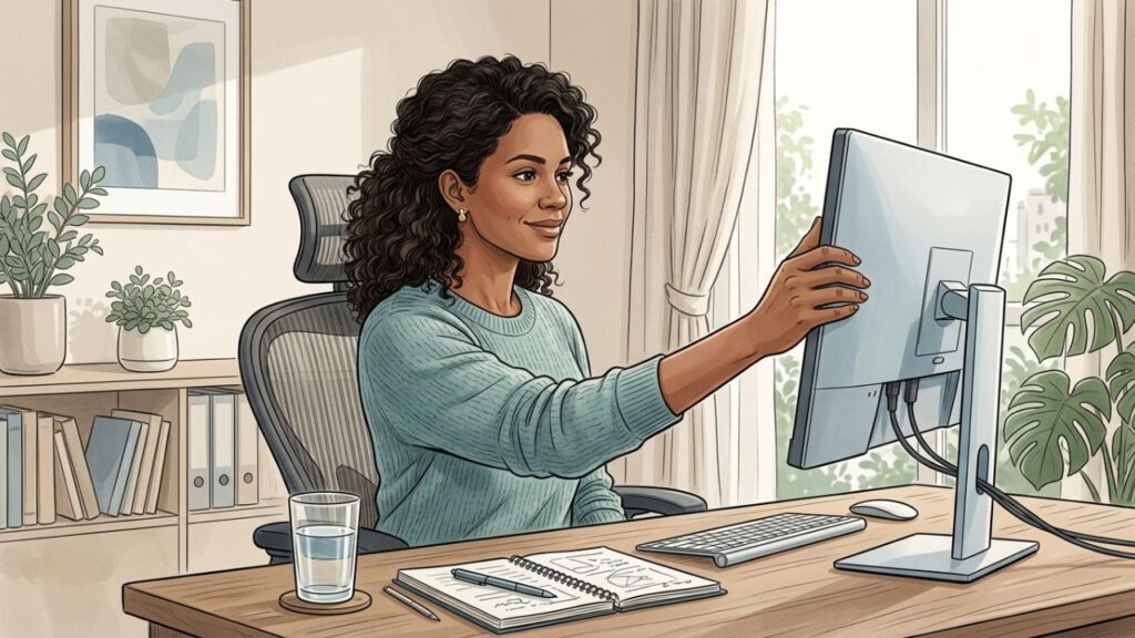 Ajustes simples no trabalho ajudam a aliviar dores no pescoço.
