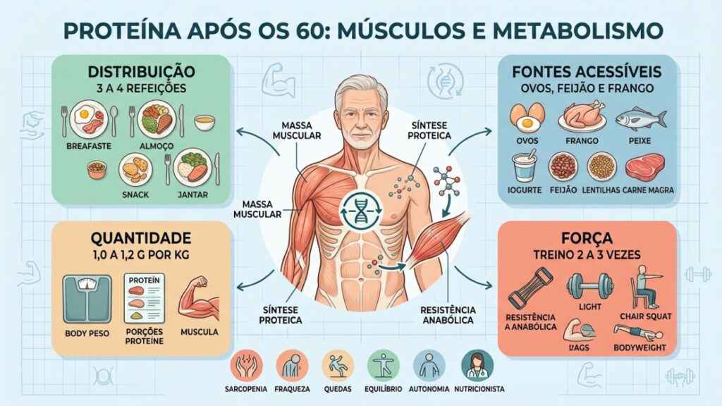 Quatro pilares ajudam a preservar massa muscular e metabolismo após os 60.