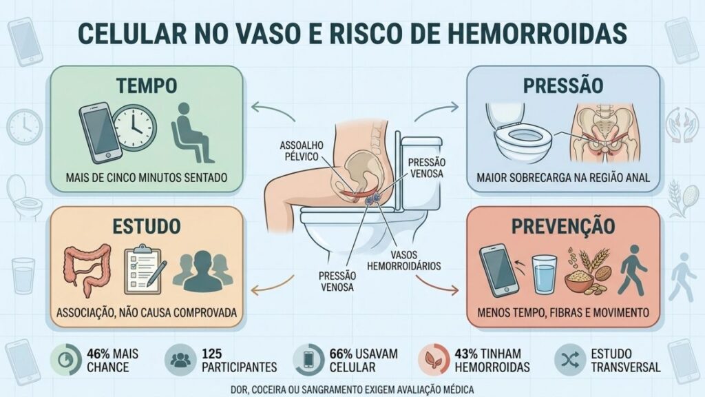 Tempo sentado, pressão local, achados do estudo e hábitos preventivos.