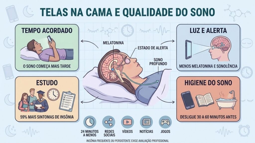 Tempo acordado, luz, estímulo mental e hábitos que favorecem o sono.