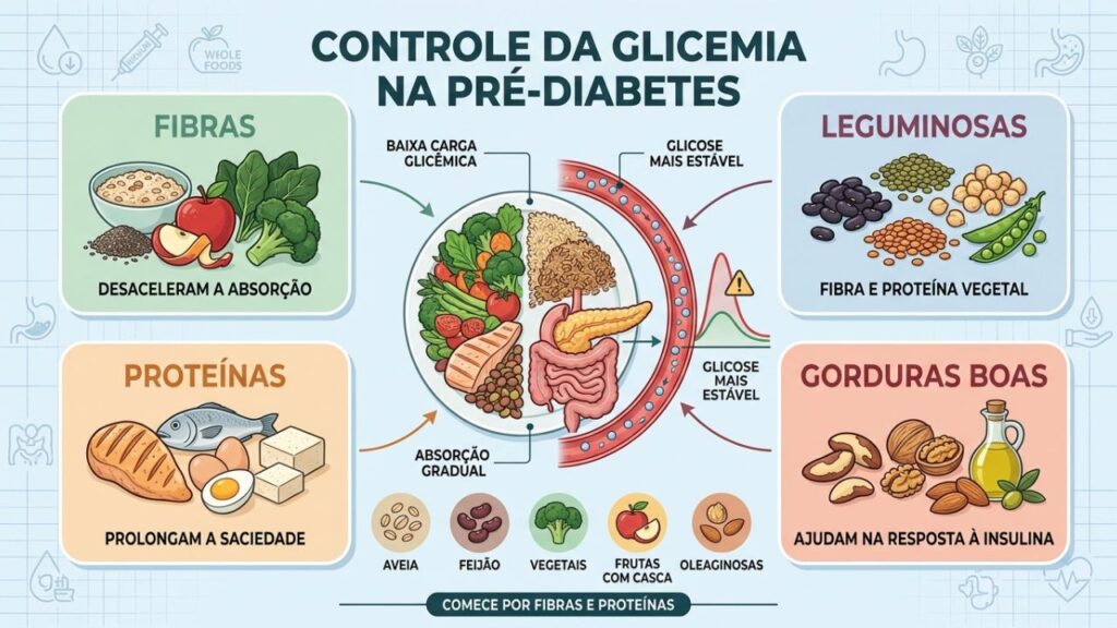 Fibras, leguminosas, proteínas e gorduras boas estabilizam a glicemia diária.