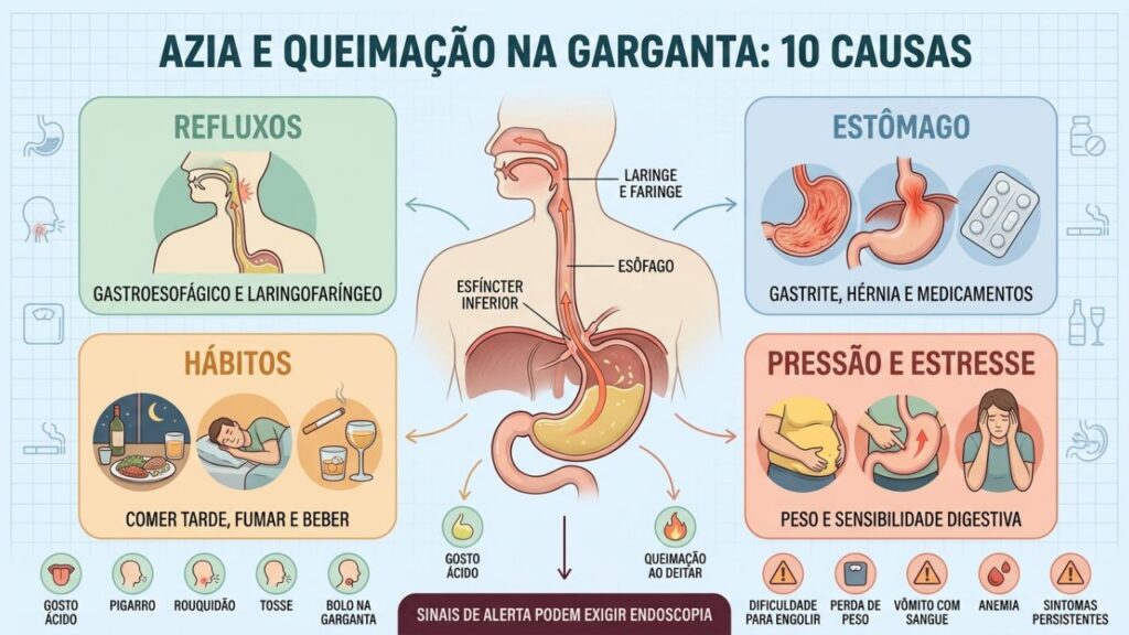 Refluxos, inflamações, hábitos e fatores metabólicos explicam a queimação persistente.