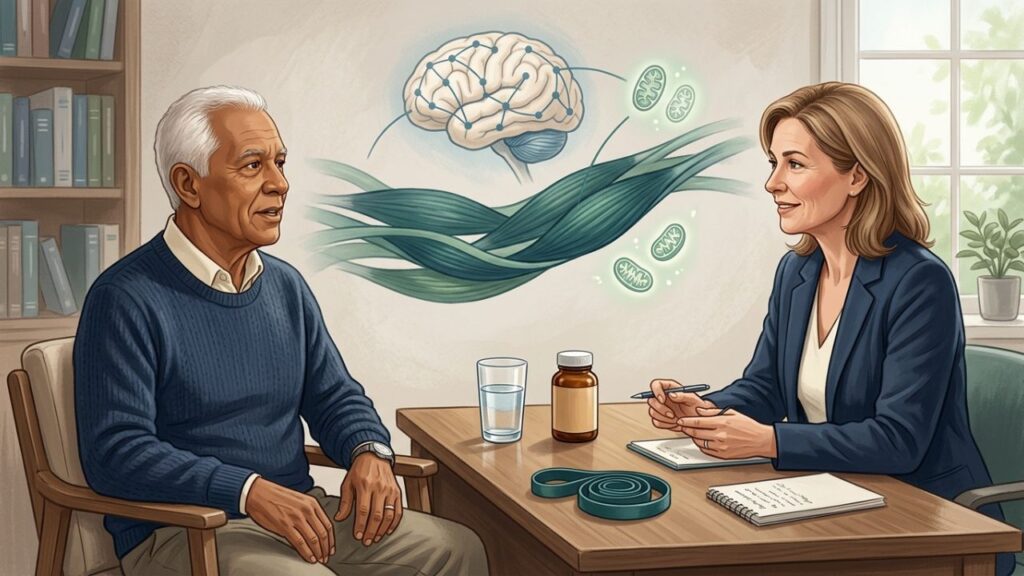 Creatina pode apoiar memória e energia cerebral em idosos saudáveis.