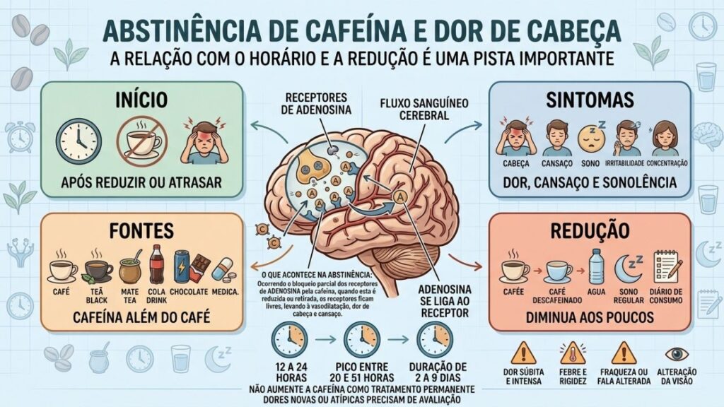 Início, sintomas, fontes ocultas e redução gradual explicam a abstinência de cafeína.