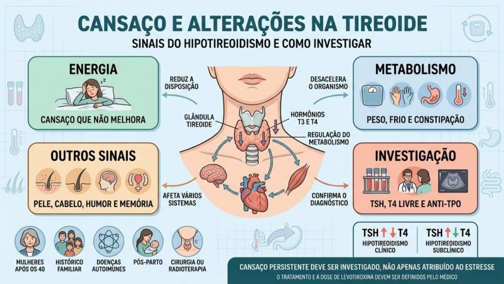 Energia, metabolismo, sintomas associados e exames orientam a investigação da tireoide.