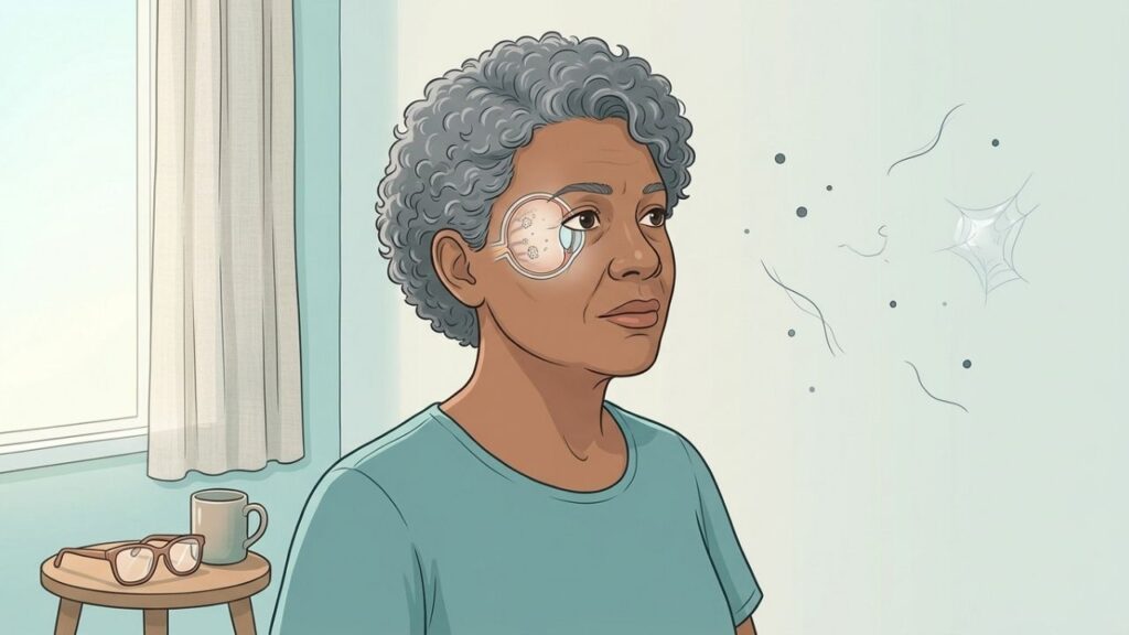 Moscas volantes súbitas com flashes e sombra exigem avaliação oftalmológica imediata.