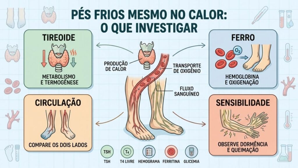 Tireoide, ferro, circulação e nervos ajudam a explicar o frio persistente.