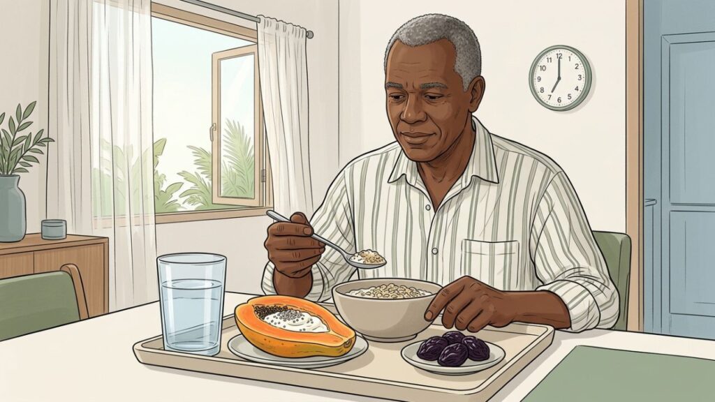 Fibras, probióticos, água e rotina matinal ajudam a regular o intestino.