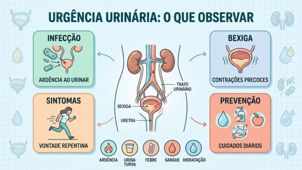 Infecção, bexiga hiperativa e sintomas ajudam a entender a urgência urinária.