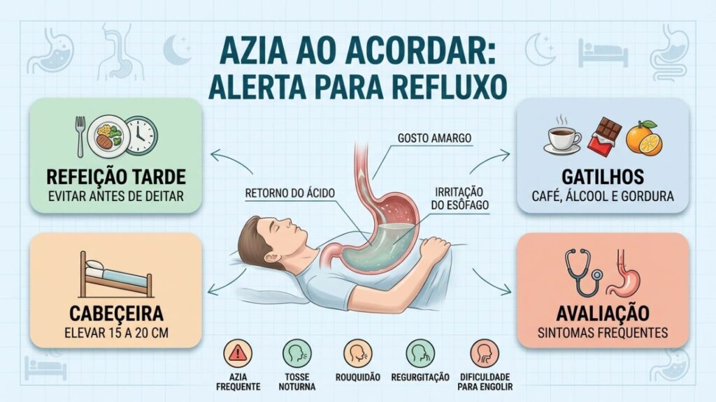 Hábitos noturnos, gatilhos e sinais de alerta ajudam a controlar refluxo.