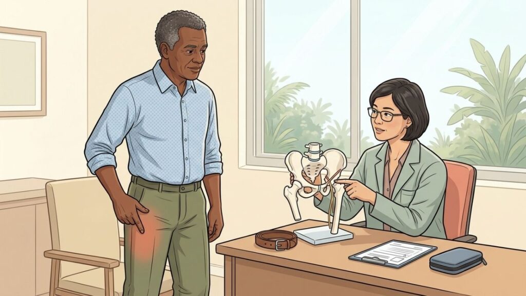 Meralgia parestésica altera a sensibilidade da coxa sem reduzir a força muscular.