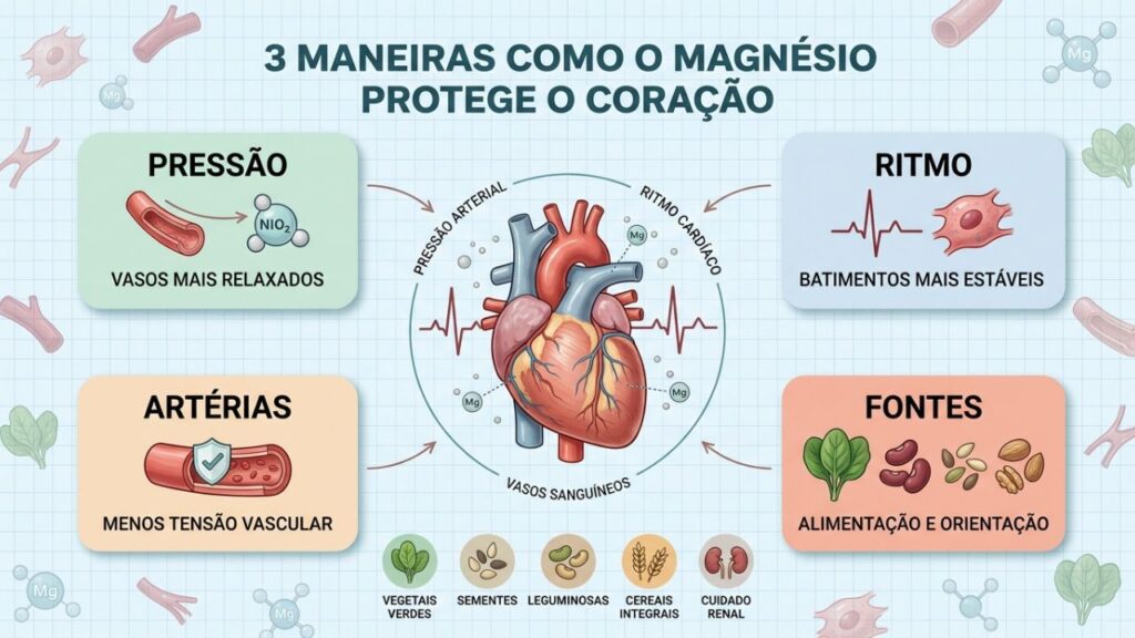 Três ações do magnésio explicam seu papel na saúde do coração.