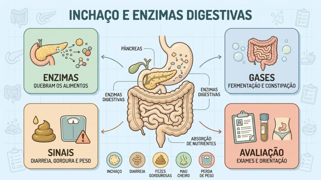 Principais pistas para diferenciar gases comuns de falta de enzimas digestivas.