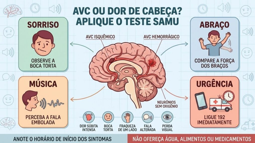 Sorriso, braços, fala e urgência ajudam a reconhecer rapidamente um AVC.
