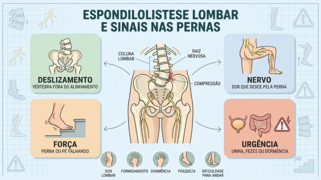 Sinais nas pernas ajudam a identificar maior gravidade na espondilolistese lombar.