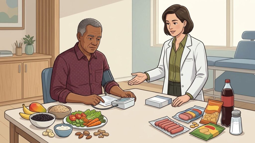 : A alimentação equilibrada pode reduzir a pressão em casos leves selecionados.