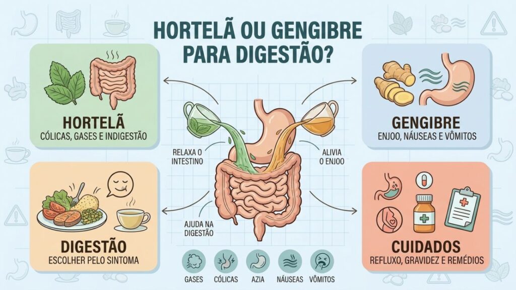 Comparativo mostra quando usar hortelã ou gengibre com segurança.