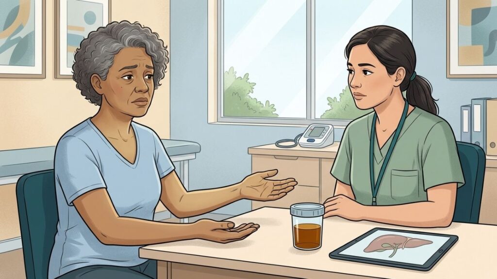 Sinais discretos podem revelar colestase antes de sintomas hepáticos mais evidentes.