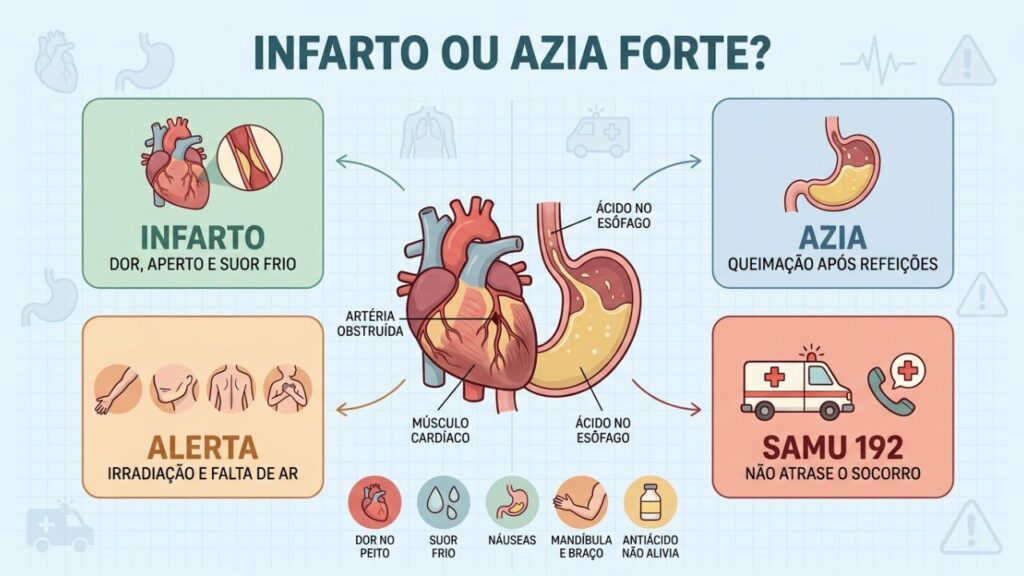 Diferenças entre infarto e azia ajudam a evitar atraso no socorro.
