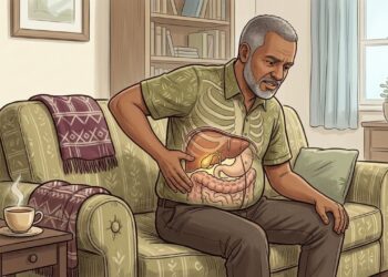 Barriga inchada e desconforto abaixo das costelas direitas formam um quadro diferente do simples excesso de gases